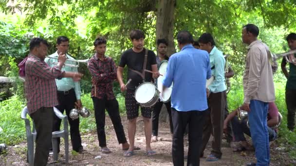 Agra India Srpna 2022 Hudebníci Kapely Cvičí Hru Píseň Své — Stock video