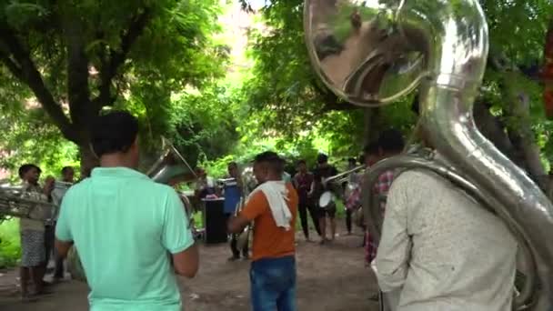 Agra India Agosto 2022 Músicos Banda Fazendo Prática Tocar Música — Vídeo de Stock