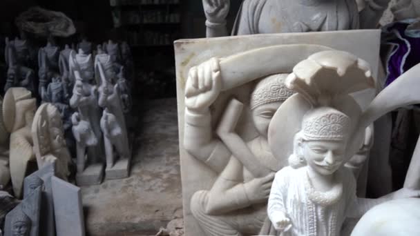 Agra India Sierpnia 2022 Miejscowi Artyści Wykonujący Posąg Boga Marmuru — Wideo stockowe