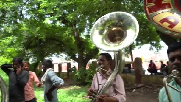 Agra India Agosto 2022 Musicisti Band Che Esercitano Suonare Nel — Video Stock