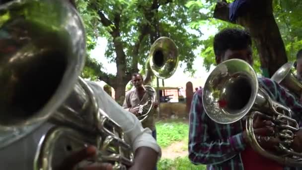 Agra Indien August 2022 Musiker Der Band Üben Auf Ihrer — Stockvideo