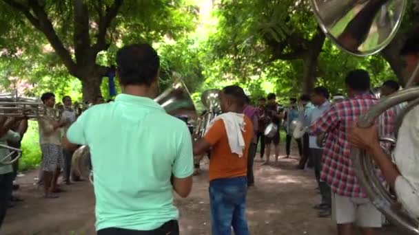 Agra India Ağustos 2022 Bando Müzisyenleri Halk Parkında Kendi Gruplarında — Stok video