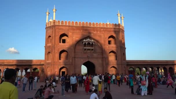 Delhi India Augustus 2022 Indiase Toeristen Bezoeken Jama Masjid Delhi — Stockvideo