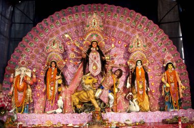 Tanrıça Durga Idol, Durga puja, Hindistan.