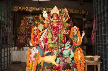 Tanrıça Durga Idol, Durga puja, Hindistan.