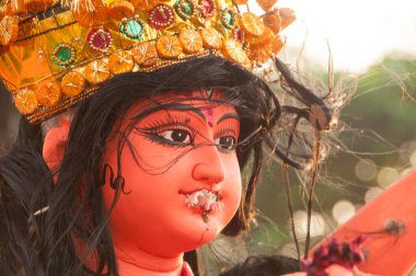 Tanrıça Durga Idol, Durga puja, Hindistan.