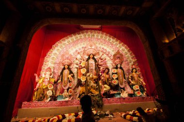 Tanrıça Durga Idol, Durga puja, Hindistan.