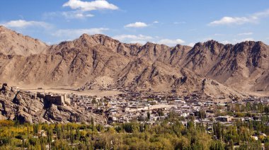 Leh şehir manzaralı Leh Palace, Leh, Ladakh, Hindistan