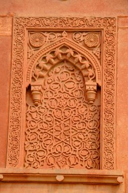 Geometrik desen ve Kırmızı Kale 'nin dekoratif ayrıntıları. Agra, UNESCO Dünya Mirası.