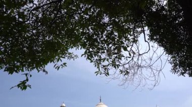 Taj Mahal ve Yamuna nehri, UNESCO Dünya Mirası alanı, Agra, Hindistan.