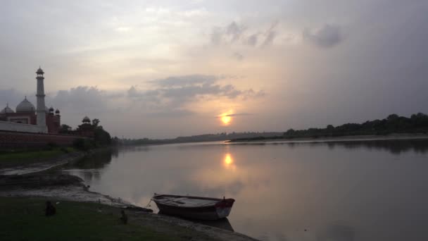 Тадж Махал Река Ямуна Объект Всемирного Наследия Юнеско Агра Индия — стоковое видео