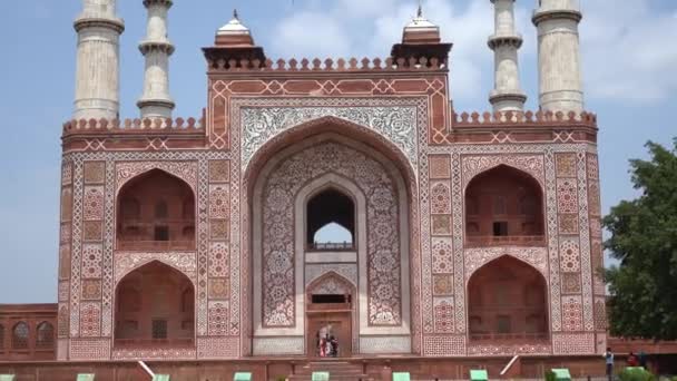 Büyük Akbar Mezarı Agra Uttar Pradesh Hindistan — Stok video