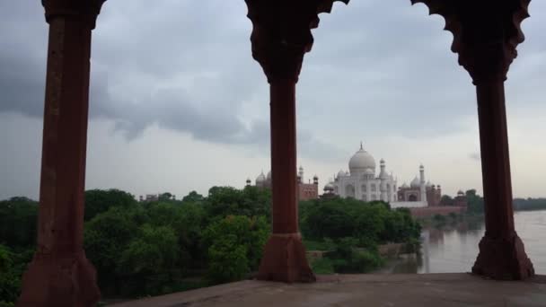 Taj Mahal Fiume Yamuna Patrimonio Mondiale Dell Unesco Agra India — Video Stock