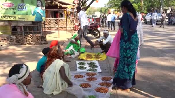 Nagpur Maharashtra India Diciembre 2022 Vendedores Ambulantes Que Venden Verduras — Vídeo de stock