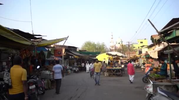 Nagpur Maharashtra India December 2022 Gatuförsäljare Som Säljer Grönsaker Och — Stockvideo