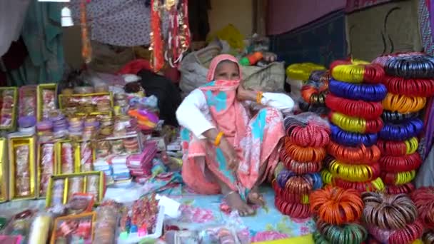 Khajuraho Madhya Pradesh Índia Março 2022 Pessoas Rurais Reúnem Feira — Vídeo de Stock