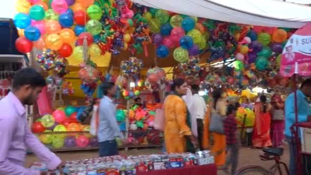 Khajuraho Madhya Pradesh Índia Março 2022 Pessoas Rurais Reúnem Feira — Vídeo de Stock