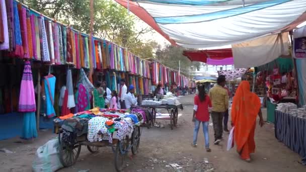 Khajuraho Madhya Pradesh India Mars 2022 Landsbygdsfolk Samlas Årlig Bymässa — Stockvideo