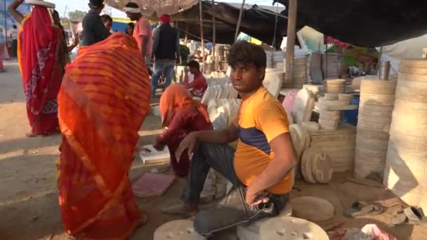 Khajuraho Madhya Pradesh India Marzo 2022 Gente Rurale Riunisce Alla — Video Stock