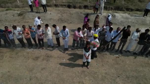 Talegaon Amravati Maharashtra India January 2023 Drone Aerial Shot Bullock — Stock Video