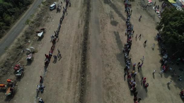 Talegaon Amravati Maharashtra Indien Januar 2023 Drohnenaufnahme Des Ochsenkarrenrennens Anlässlich — Stockvideo