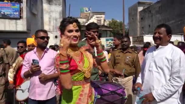 Amravati Maharashtra India January January 2023 Kinnar Hijra Dancing Street — Stock Video