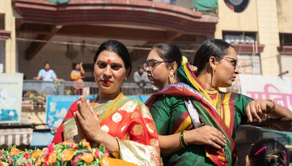 Stock image AMRAVATI, MAHARASHTRA, INDIA, 09 JANUARY 2023 : Procession of transgender or hijra on the street during religious festival, They are social category in the Indian society who recognized as third gender.