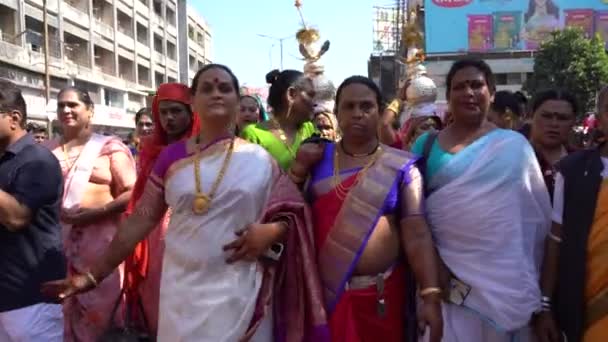 Amravati Maharashtra India Januari 2023 Hijra Transgenders Processie Straat Tijdens — Stockvideo