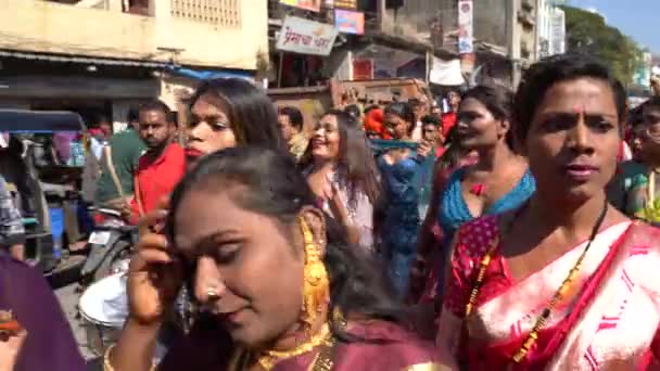 Amravati Maharashtra Índia Janeiro Janeiro 2023 Kinnar Hijra Dançando Rua — Vídeo de Stock