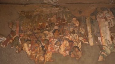 Ajanta Mağaraları no: 1, UNESCO Dünya Mirası Sitesi, Aurangabad, Maharashtra, Hindistan.