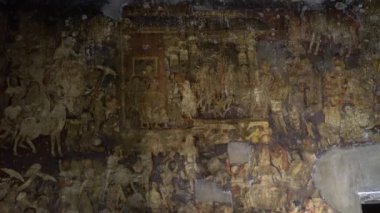 Ajanta Mağaraları no: 1, UNESCO Dünya Mirası Sitesi, Aurangabad, Maharashtra, Hindistan.