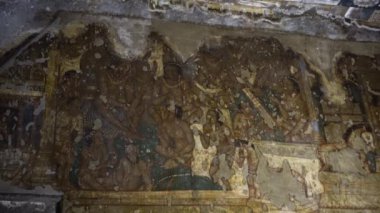 Ajanta Mağaraları no: 1, UNESCO Dünya Mirası Sitesi, Aurangabad, Maharashtra, Hindistan.