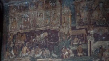 Ajanta Mağaraları no: 1, UNESCO Dünya Mirası Sitesi, Aurangabad, Maharashtra, Hindistan.