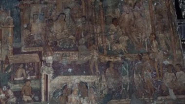 Ajanta Mağaraları no: 1, UNESCO Dünya Mirası Sitesi, Aurangabad, Maharashtra, Hindistan.