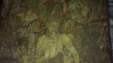 Ajanta Mağaraları no: 1, UNESCO Dünya Mirası Sitesi, Aurangabad, Maharashtra, Hindistan.