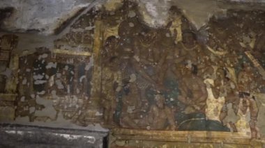 Ajanta Mağaraları no: 1, UNESCO Dünya Mirası Sitesi, Aurangabad, Maharashtra, Hindistan.