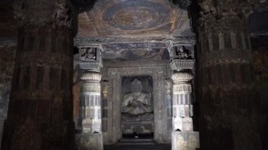 Ajanta Mağaraları no: 1, UNESCO Dünya Mirası Sitesi, Aurangabad, Maharashtra, Hindistan.