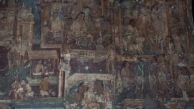 Ajanta Mağaraları no: 1, UNESCO Dünya Mirası Sitesi, Aurangabad, Maharashtra, Hindistan.