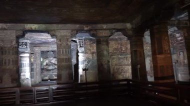 Ajanta Mağaraları no: 1, UNESCO Dünya Mirası Sitesi, Aurangabad, Maharashtra, Hindistan.