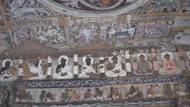 Ajanta Mağaraları no: 1, UNESCO Dünya Mirası Sitesi, Aurangabad, Maharashtra, Hindistan.