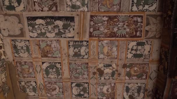 Старовинний Розпис Стін Печерах Аджанта Єкт Всесвітньої Спадщини Юнеско Аурангабад — стокове відео