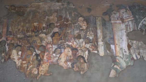 Ősi Falfestmény Ajanta Barlangjaiban Unesco Világörökség Része Aurangabad Maharashtra India — Stock videók