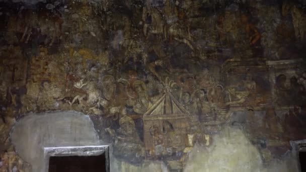 Peinture Murale Antique Dans Les Grottes Ajanta Site Patrimoine Mondial — Video