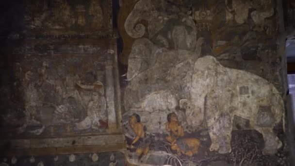 Pintura Mural Antigua Las Cuevas Ajanta Patrimonio Humanidad Por Unesco — Vídeos de Stock
