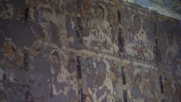 アジャンタ洞窟の古代壁画 ユネスコ世界遺産 アウランバード マハラシュトラ インド — ストック動画