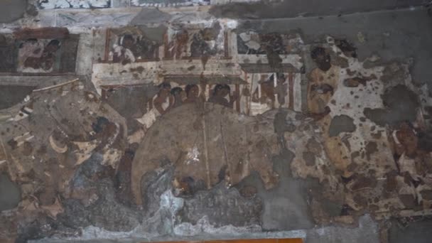 Starożytne Malowidła Ścienne Jaskiniach Ajanta Wpisane Listę Światowego Dziedzictwa Unesco — Wideo stockowe