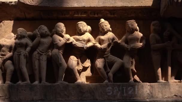 Lakshmana Tapınağı Nın Khajuraho Nun Unesco Dünya Mirası Alanının Erotik — Stok video