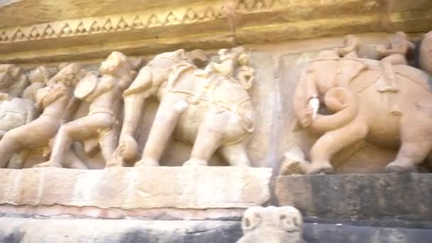 Detaily Socha Lakshmana Chrámu Khajuraho Unesco Světového Dědictví Známý Pro — Stock video