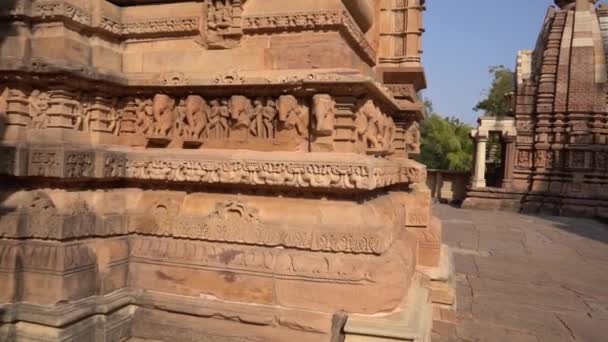Részletek Lakshmana Templom Szobra Khajuraho Unesco Világörökség Része Híres Erotikus — Stock videók