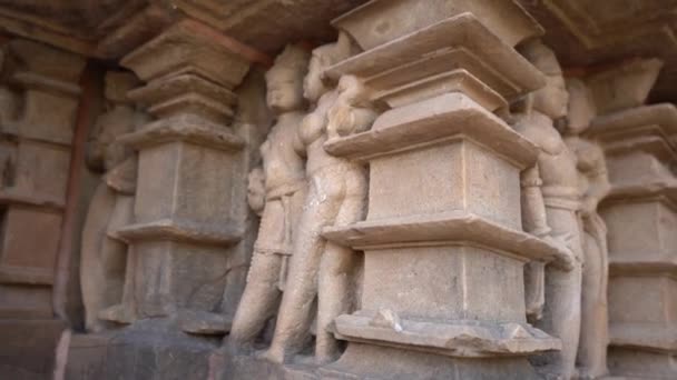 Escultura Erótica Templo Lakshmana Khajuraho Patrimônio Mundial Unesco Madhya Pradesh — Vídeo de Stock